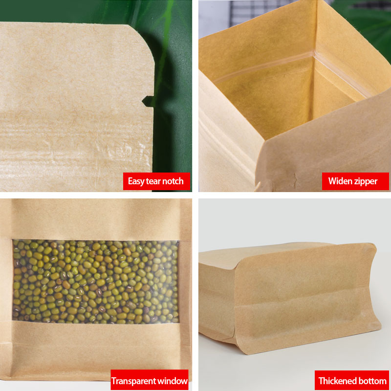 Kraft Paper Egiht side sealed Ziplock Bag