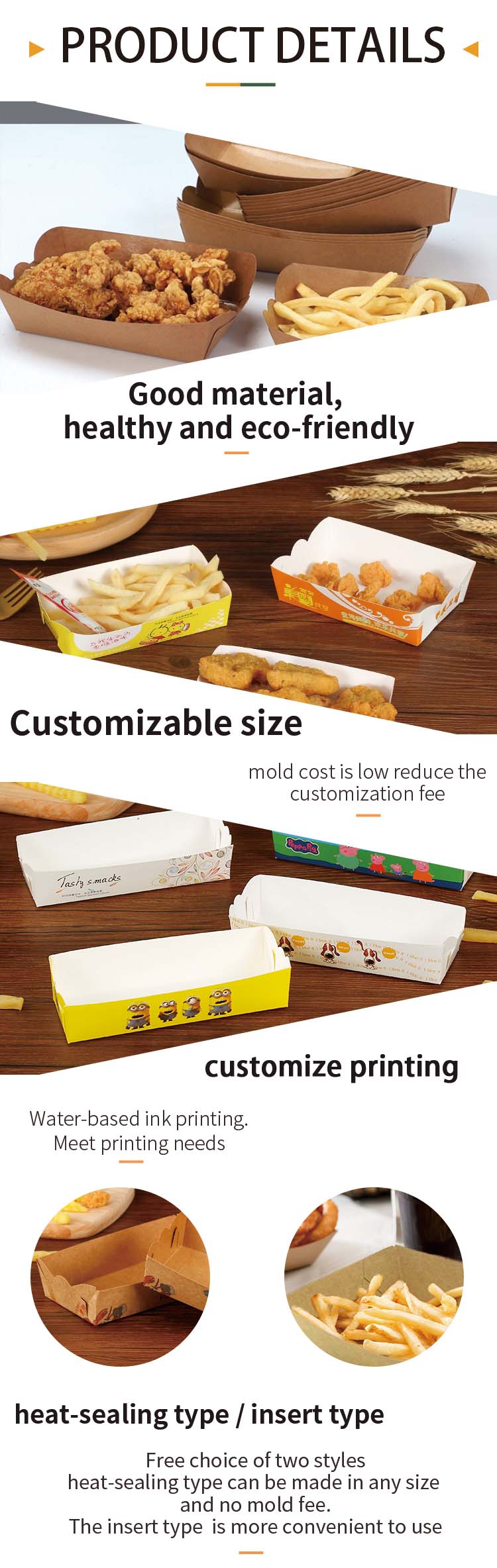 disposable paper plate boat food packaging paper tray