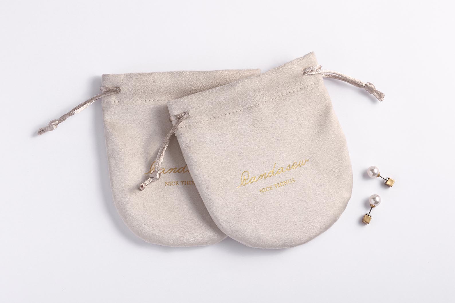 Custom logo printed jewelry pouch with drawstrings, gift wedding favor bags