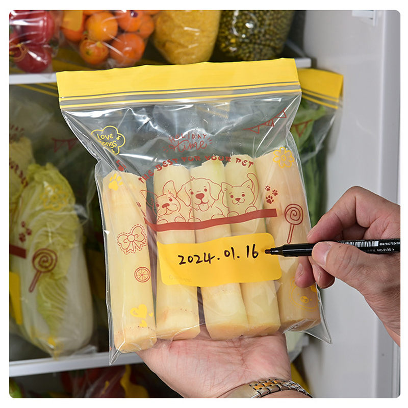Customized Wholesale Food Grade Double Ribbed Sealed Cling Bags Household Refrigerator Freezer Frozen Food Portion Storage Bags