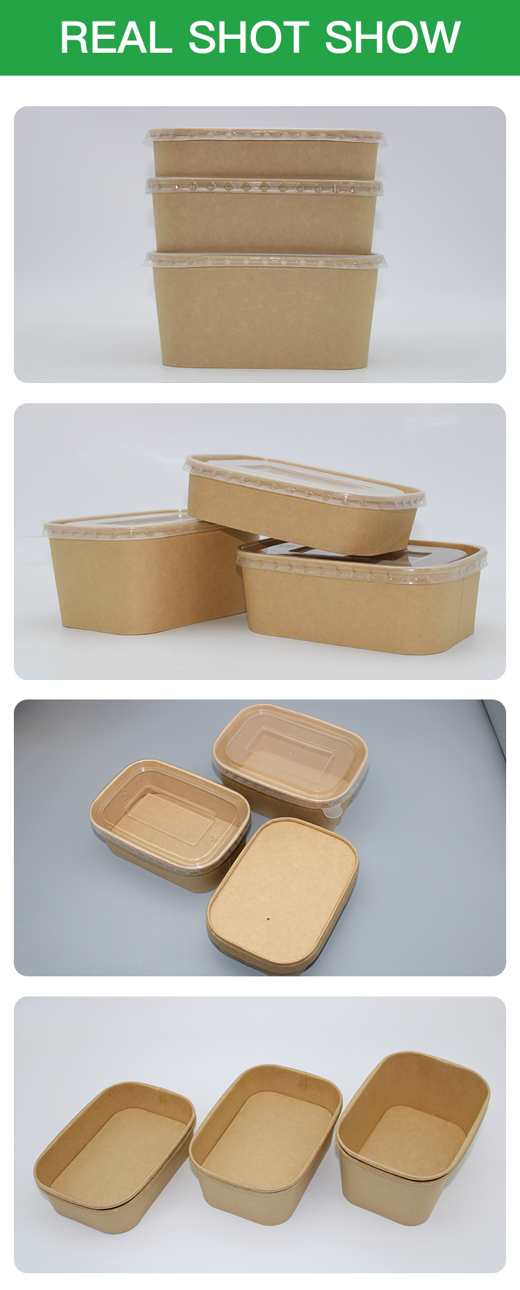 500 650 750 1000ml Food Packaging Containers Square Biodegradable Food Bowl takeout box take away bowl