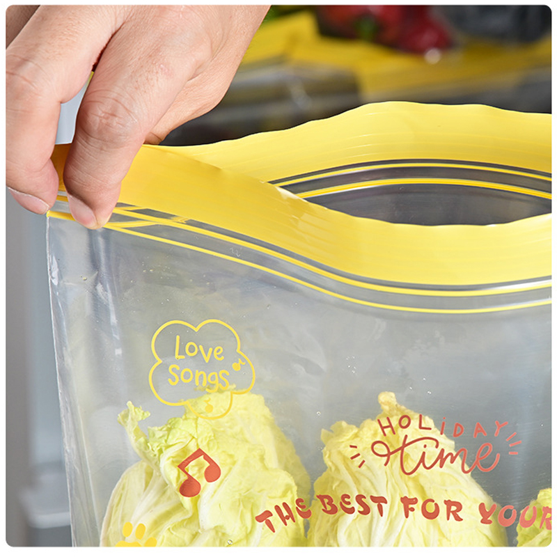 Customized Wholesale Food Grade Double Ribbed Sealed Cling Bags Household Refrigerator Freezer Frozen Food Portion Storage Bags