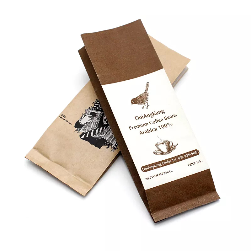 Compostable Paper Biodegradable Kraft Packaging Bean Coffee Bags with Valve