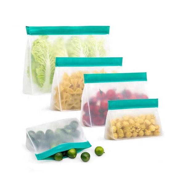 Reusable Storage Peva Bag Recyclable Multicolor Self-Sealing Silicone Food Pouch Fresh-Keeping Duty Freezer Zip Lock Bag