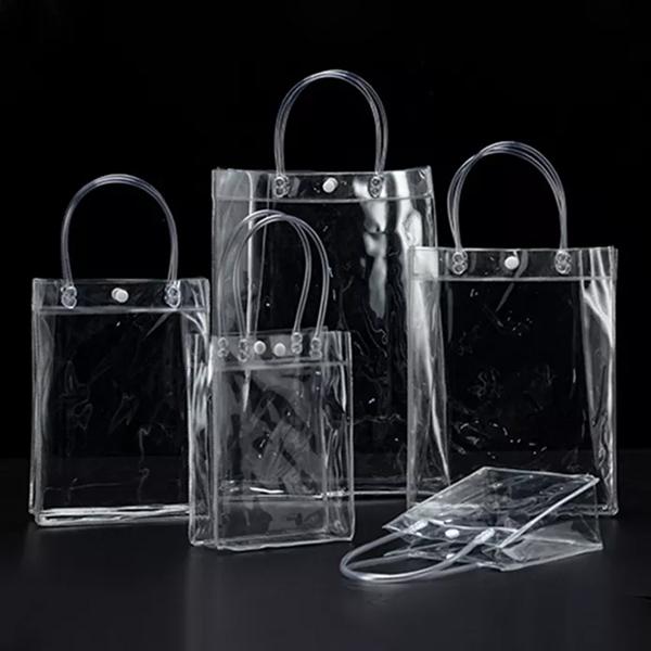 China factory OEM ODM Small Clear Print Package Hand Bag Transparent PVC EVA TPU Packaging Plastic Tote Bag for Gift & Craft