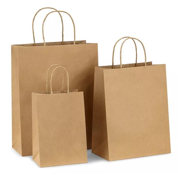 Wholesale Custom Printing Eco Reusable Restaurant Coffee Food Takeaway Carry Recycled Craft Grocery Shopping Packaging bags Twisted Handle Kraft Paper Bag