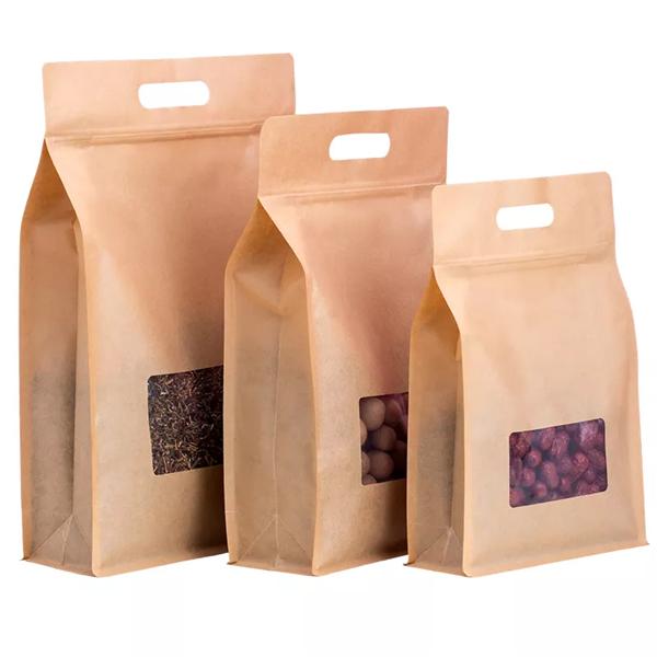 Customized Eco Friendly Bio degradable kraft brown biodegradable commercial paper bags with handles