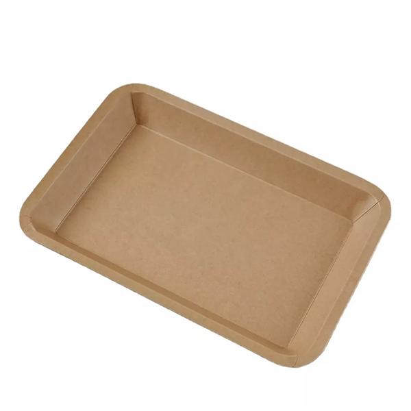 disposable food grade kraft paper container tray paper plates for food takeaway food grade kraft paper container tray
