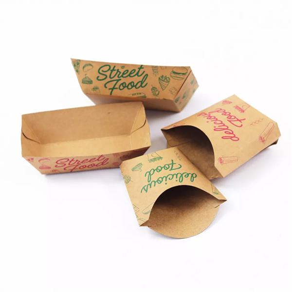 Food Tray Boat Tray Food Grade Greaseproof Kraft Paper Manufacturer Disposable Customized Boat Tray