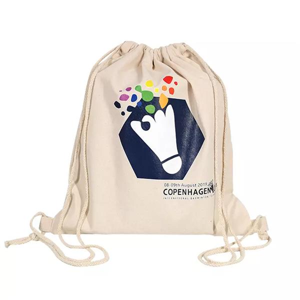Customised Gift Cotton Cloth Drawstring Backpack Cotton Canvas Bag With Logo