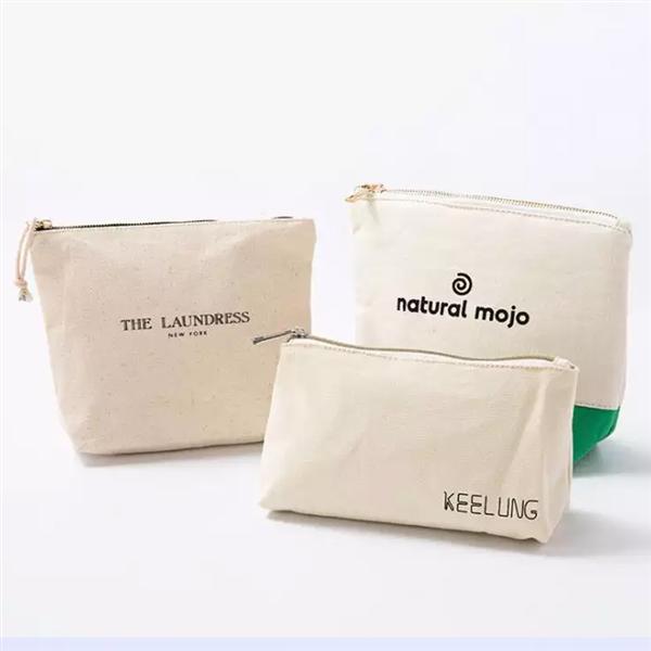 Custom Logo Printing Thick White Toiletry Storage Cotton Canvas Wash Bag For Cosmetics Promotion