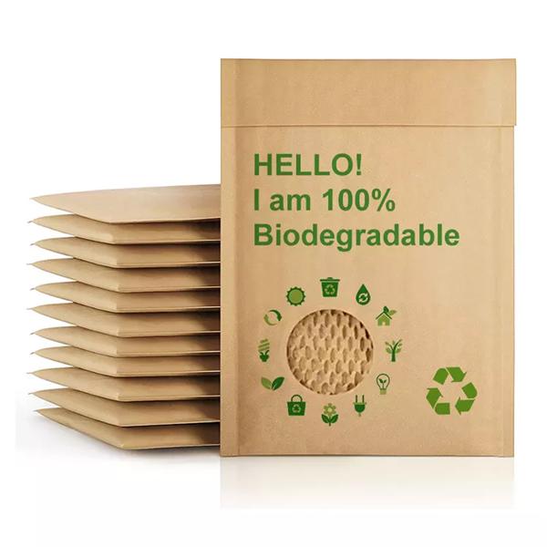 Custom 100% Compostable Honeycomb Padded Kraft Paper Express Envelope Biodegradable Shockproof Mailers Shipping Packaging Bags