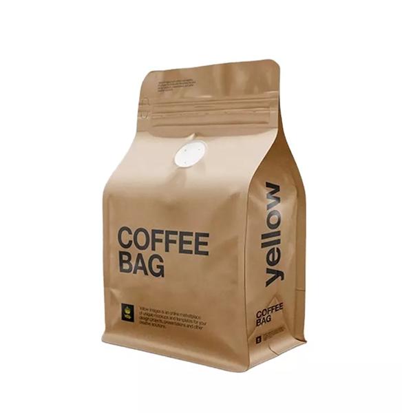 Eco Friendly Pouch Zipper Custom Printed Bag Packing Compostable Paper Biodegradable Kraft Packaging Bean Coffee Bags with Valve